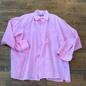 True Measure by JL Powell XXL 100% Linen LS Button Down Pink